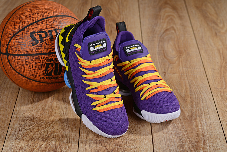 2019 New Nike Lebron 16 Purple Yellow Black Shoes